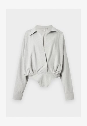 Norma Kamali SUPER OVERSIZED BOYFRIEND SHIRT BODYSUIT - Bodijs - light heather grey