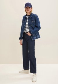 TOM TAILOR DENIM Pikkade varrukatega topp - navy/white
