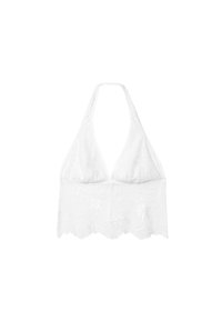 HALTER WITH EMBROIDERY  - Blus - beige