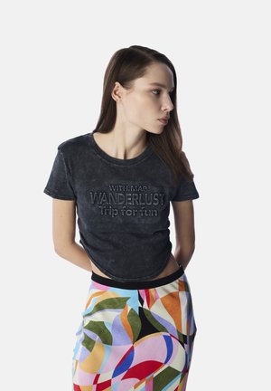 CRINKLE WASHED - T-Shirt print - anthracite