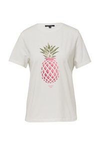 White cotton t-shirt featuring a pink pineapple graphic with green accents, short sleeves, and a relaxed fit. Text reads "Paradise Club."