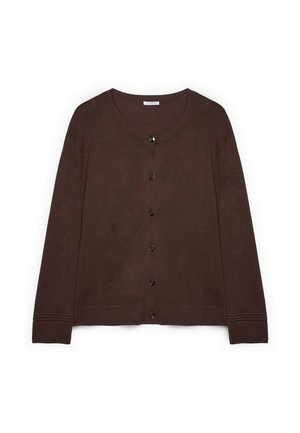 Fiorella Rubino, CARDIGAN SCOLLO TONDO - Cardigan - marrone