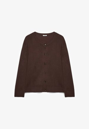 Fiorella Rubino, CARDIGAN SCOLLO TONDO - Cardigan - marrone