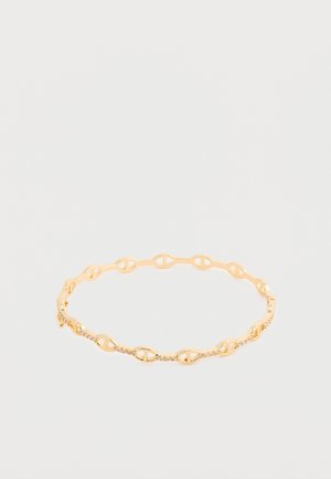 Kuldmetallist käevõru, millel on vahelduvad ovaalsed ja ümmargused lingid, tekstuuritud viimistlus ja väikesed dekoratiivsed aktsendid. Reguleeritav suuruse järgi.