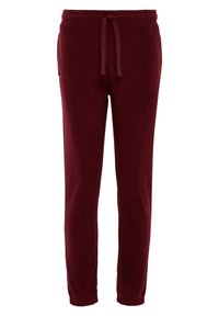 Bordeaux fleece joggingbroek met een elastische tailleband, verstelbaar trekkoord en zijzakken, met een taps toelopend ontwerp van de pijpen.