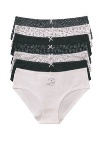 Cinque paia di mutande in cotone per donna, in bianco e nero, con pois, motivi animali e una stampa "Amante dei Gatti".