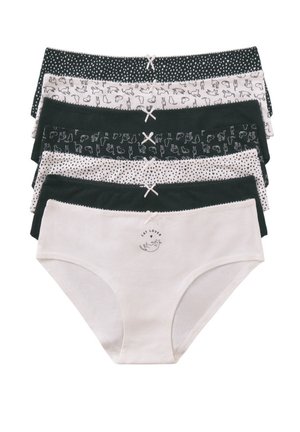 Cinque paia di mutande in cotone per donna, in bianco e nero, con pois, motivi animali e una stampa "Amante dei Gatti".
