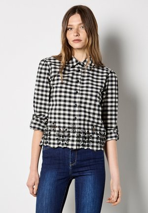 GINGHAM EMBROIDERED - Hemdbluse - black