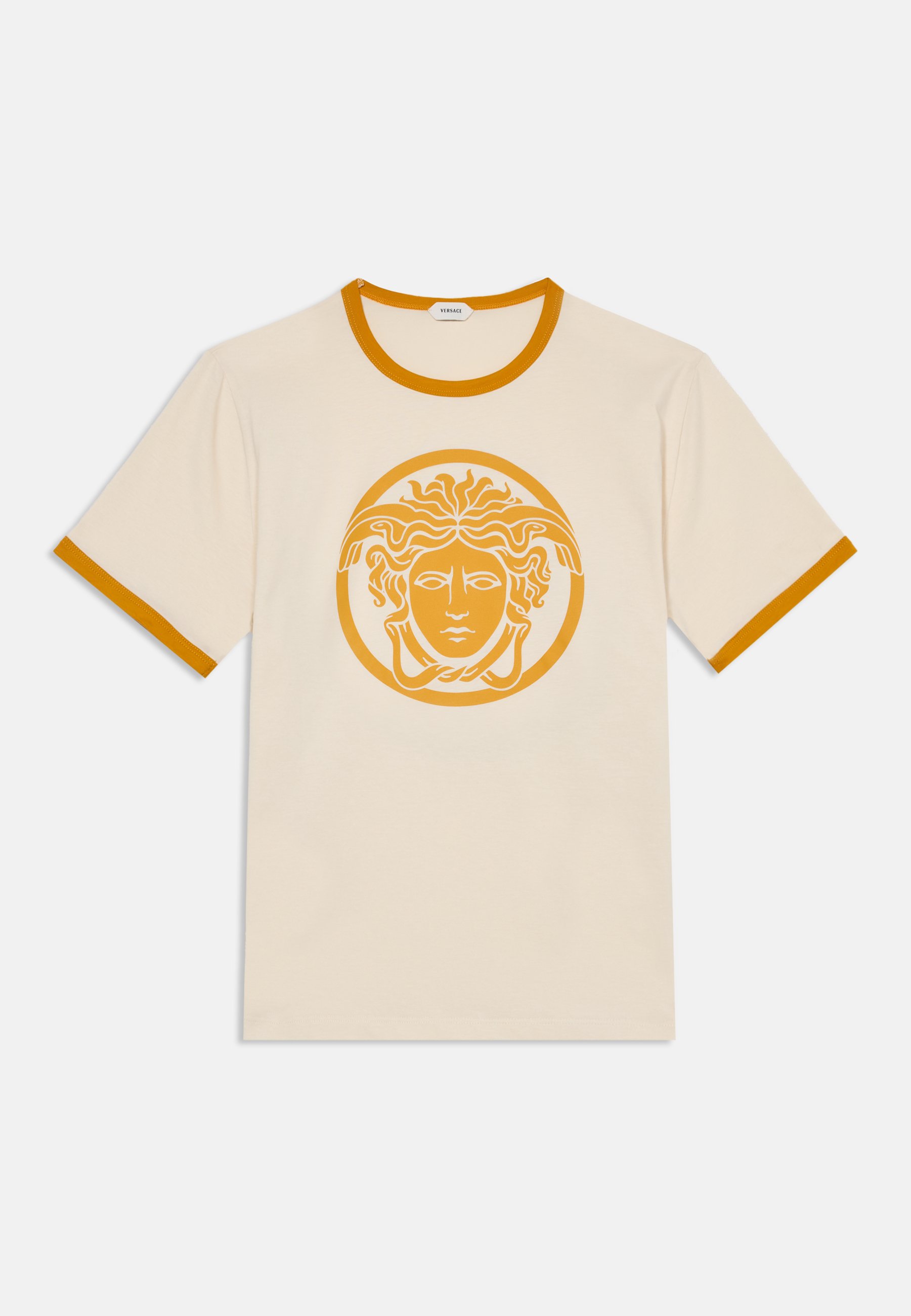 Versace MEDUSA UNISEX - Print T-shirt - cream/mustard/white