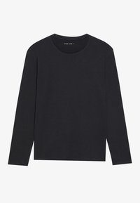 Zwart langemouw t-shirt van katoen met een ronde halslijn, voorzien van strakke lijnen en een rechte zoom voor een eenvoudig ontwerp.