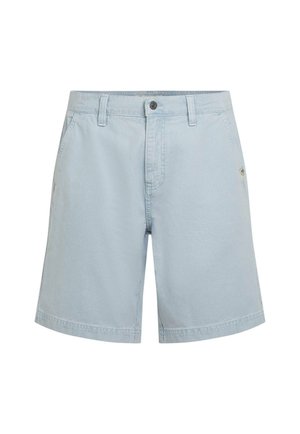 Ανοιχτό μπλε βαμβακερό σορτς με λεία υφή, διαθέτει κουμπί στο εμπρόσθιο μέρος, θηλιές για ζώνη και πλαϊνές τσέπες. Διακριτική λεπτομέρεια λογότυπου στο πλάι.