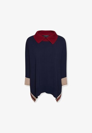 Elena Mirò, PONCHO CON BORDI A RIGHE - Kapper - blu