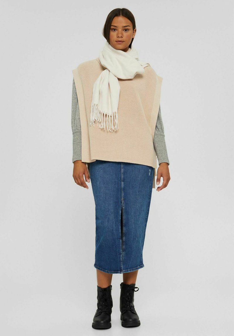 Damen Strickjacken | edc by Esprit ROLLKRAGEN MIT SEITLICHEN BINDEBÄNDERN Strickpullover beige - GU03194 Damen Strickjacken | edc by Esprit ROLLKRAGEN MIT SEITLICHEN BINDEBÄNDERN Strickpullover beige - GU03194