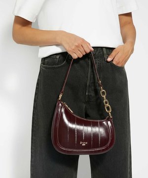 Dune London, DUNE DIRECTION ASYMMETRIC CHAIN DETAIL SHOULDER BAG - Handtas - burgundy