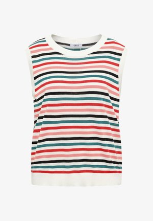 Cecil, SLEEVELESS JUMPER WITH ROUND NECK AND STRIPES - Top - raw sand beige