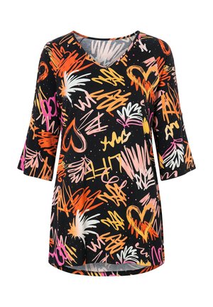 Angel of Style, BLOUSE, A-LINE, PATTERNED, SHOULDER CUTOUT - Langærmet T-shirt - black