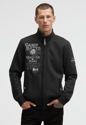 MIT LOGO PRINTS STICKEREIEN UND PATCHES - Zip-up sweatshirt - black
