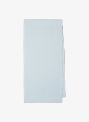 Light blue fleece blanket, rectangular shape, soft texture, smooth surface, with no visible patterns or accents.
