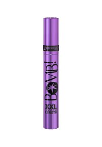Tubetto di mascara cilindrico viola con finitura lucida. Presenta un testo in grassetto nero che recita "BOMB!" e "XXL INSTANT LENGTH" sul corpo.