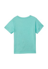 Mintgroene T-shirt met korte mouwen, gemaakt van zachte stof, met een ronde halslijn en een ontspannen pasvorm, met een gladde textuur en een minimalistisch ontwerp.