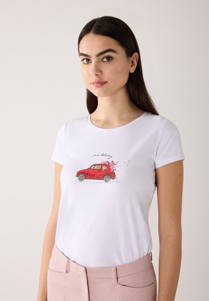 More & More MIT FRONTPRINT UND PAILLETTEN - Print T-shirt - white