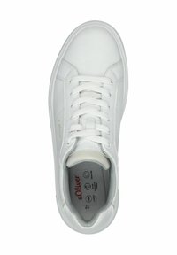 Sneaker bassi bianchi con lacci bianchi, collo imbottito e soletta grigia stampata con il marchio "s.Oliver" e dettagli della taglia 37.