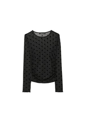 SHEER RUCHED - T-shirt à manches longues - black