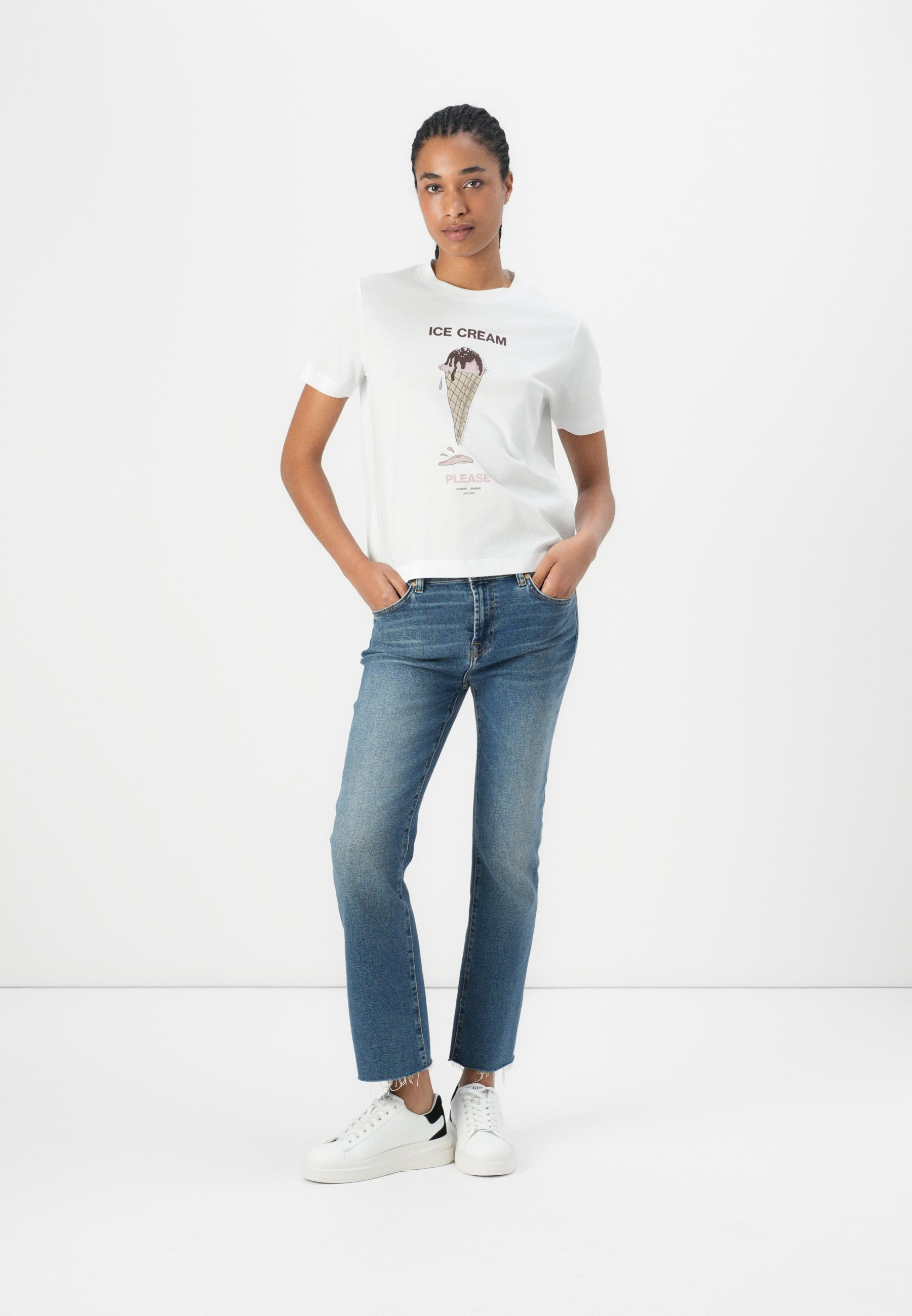 売れ筋商品|||サムス サムス Tシャツ レディース トップス CAMINO - Print T-shirt - ice french roast Samsøe Samsøe CAMINO - Print T-shirt - ice french roast