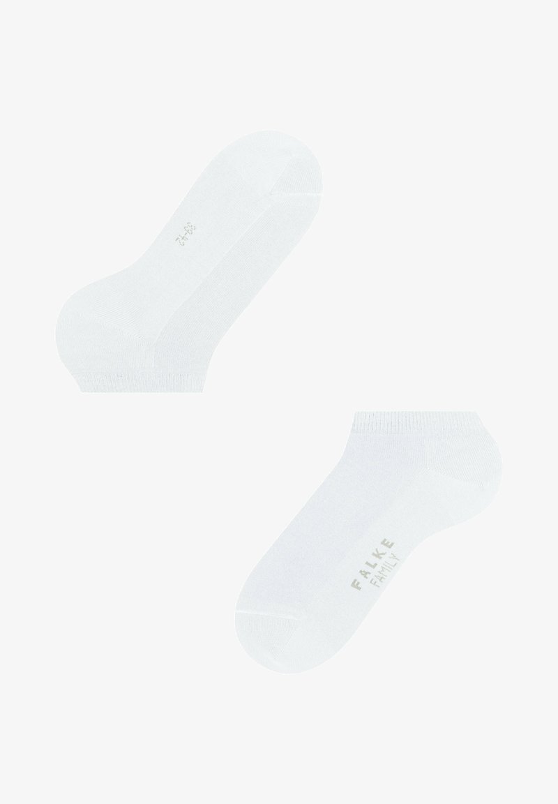 Hvide ankelstrømper lavet af blødt, let material. Har en glat tekstur, sømløs tådesign og subtilt mærke.
