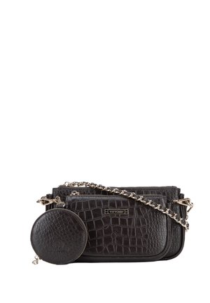 DOUBLE CROCO WITH CASE - Schoudertas - dark brown