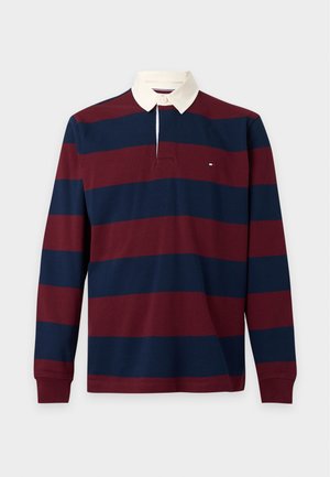 Tommy Hilfiger, ESSENTIAL STRIPE RUGBY - Πόλο - burgundy/carbon navy