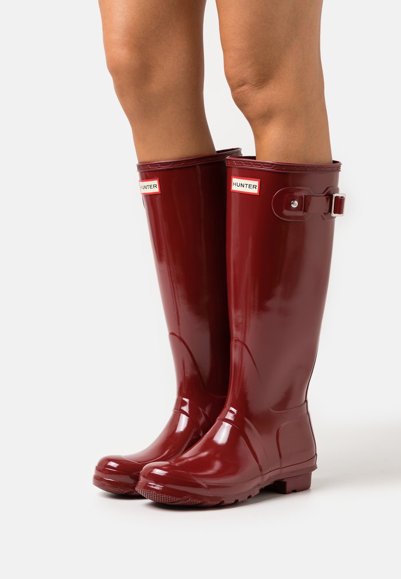 Hunter ORIGINAL WOMENS TALL GLOSS BOOT VEGAN Wellies fall red/dark