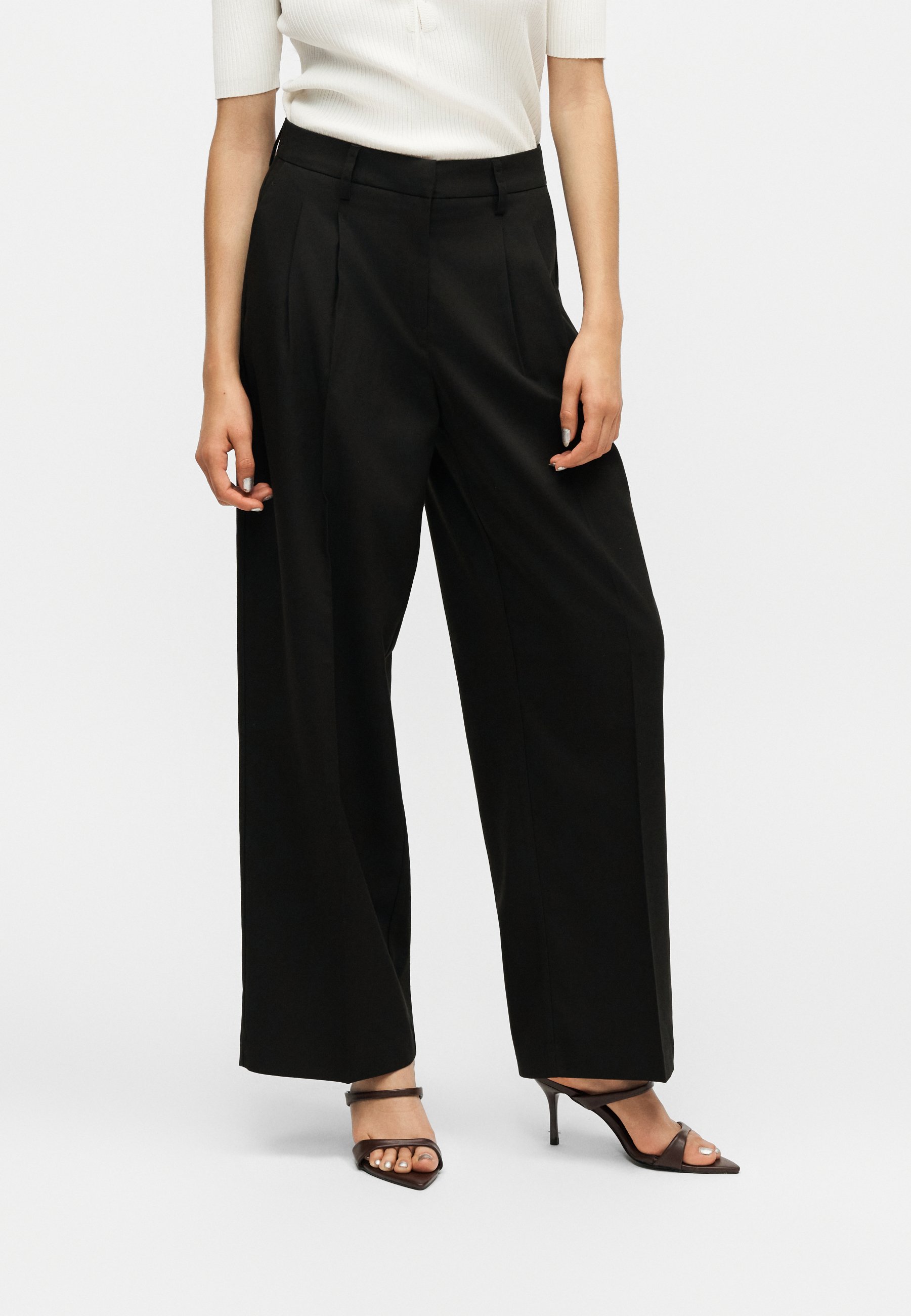 JJXX JXAYA ELLIS WIDE PANTS - Trousers - black/mottled black
