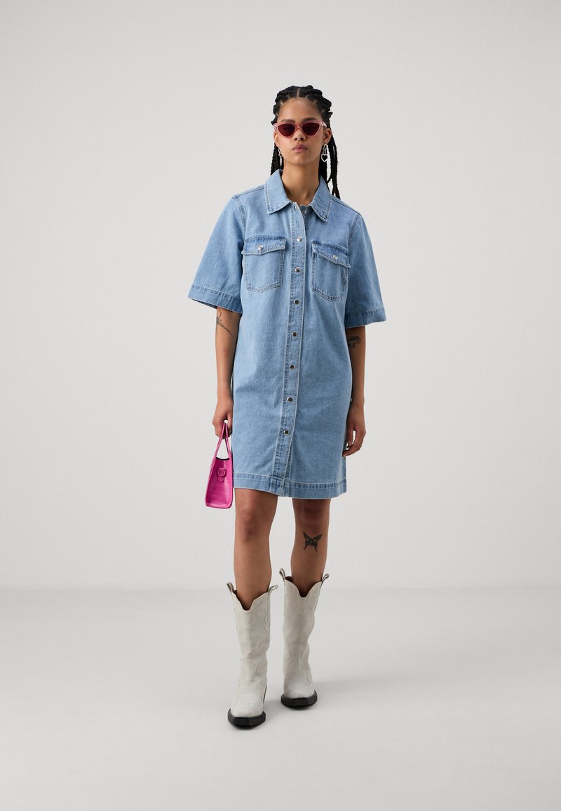 only denim dress Buy ONLY Blue Short Sleeve Belted Denim Midi Dress from Next USA
