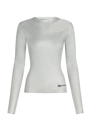 Karl Lagerfeld Jeans, KLJ COATED KNIT SWEATER - Jumper - silver-coloured