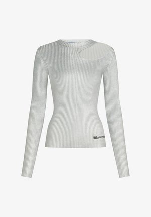 Karl Lagerfeld Jeans, KLJ COATED KNIT SWEATER - Пуловер - silver-coloured