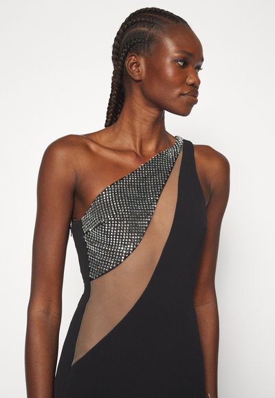 David Koma CRYSTAL NET PANEL ONE SHOULDER MINI DRESS - Koktel haljina / svečana haljina - black/silver