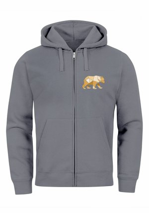 Neverless POLYGON PRINT BÄR PRINT MOTIV FASHION STREETSTYLE   - Zip-up sweatshirt - convoy grey