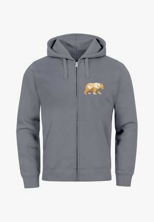 Neverless POLYGON PRINT BÄR PRINT MOTIV FASHION STREETSTYLE - Zip-up sweatshirt - convoy grey