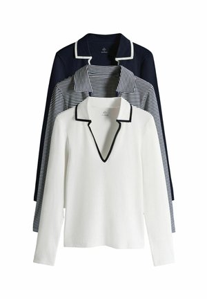 REGULAR FIT - 3 PACK TIPPED COLLAR - Polo marškinėliai - navy blue/white stripe