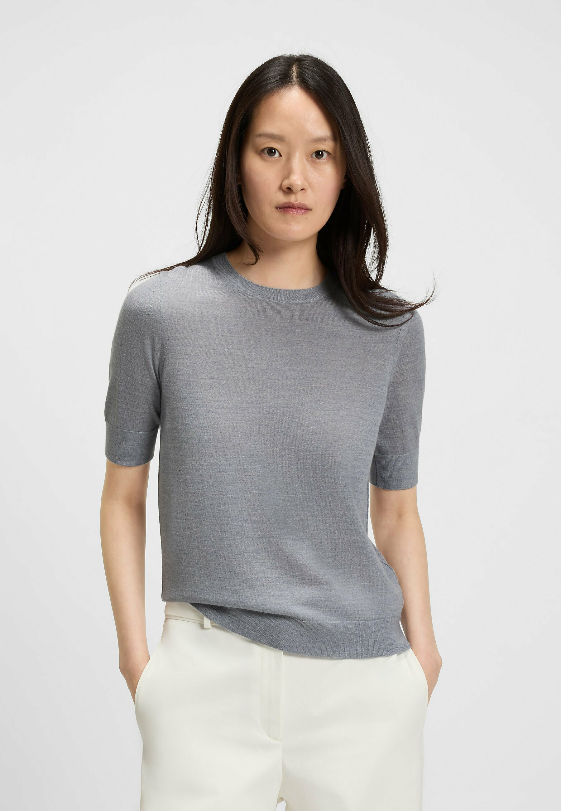 BOSS FARBELLA - Basic T-shirt - light grey seven/light grey - Zalando.co.uk