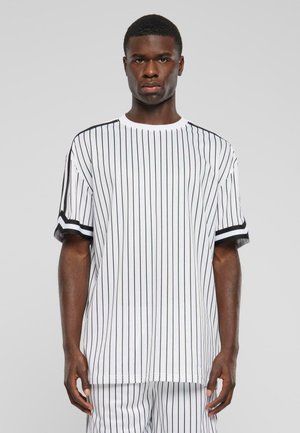 OVERSIZED STRIPED TEE - Nyomott mintás póló - white