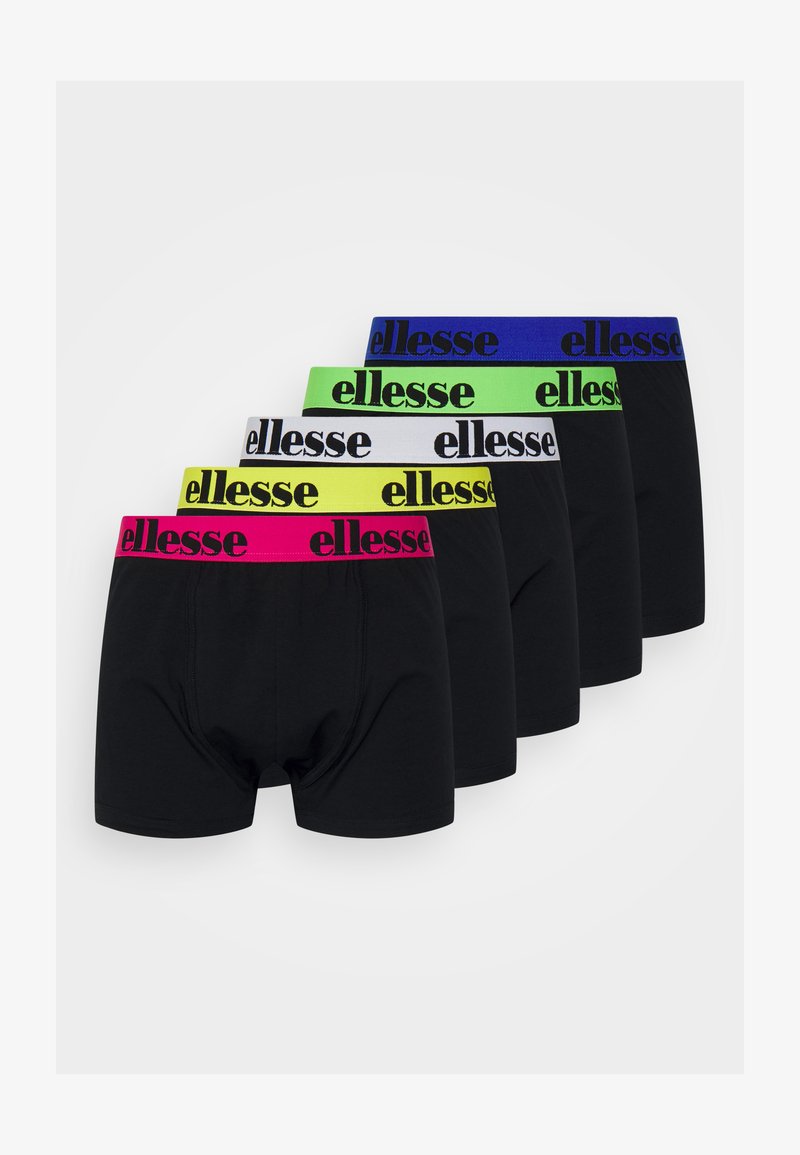 Πέντε ζευγάρια μαύρων μποξεράκίων με πολύχρωμες ελαστικές ζώνες στην ροζ, κίτρινη, πράσινη, μπλε και λευκή απόχρωση, που διαθέτουν το λογότυπο "ellesse".