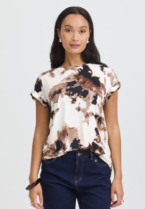 Fransa, FRSEEN - T-shirt basique - watercolour bloom rum raisin