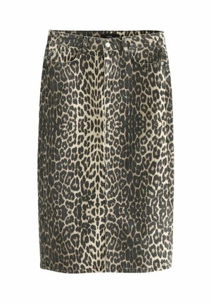 REGULAR FIT - Denimová sukňa - leopard