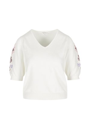 EMBROIDERED FLORAL SLEEVE - T-Shirt print - offwhite