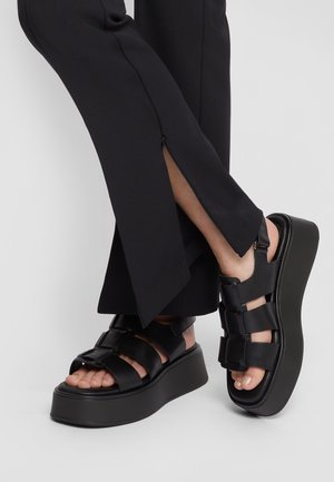 Sandalen met plateauzool - black