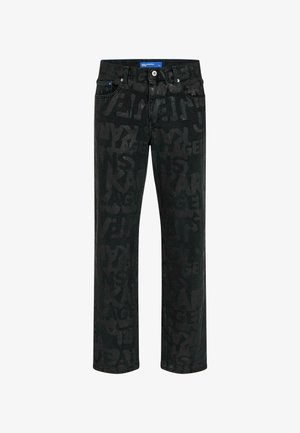 Karl Lagerfeld Jeans, LOGO PRINT STRAIGHT - Jeans Straight Leg - washed black all over print
