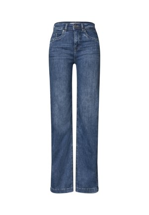 Street One, HIGH WAIST WIDE LEG JEANS IM LOOSE FIT - Wide Leg - medium blue soft washed