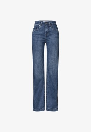 Street One, HIGH WAIST WIDE LEG JEANS IM LOOSE FIT - Wide Leg - medium blue soft washed